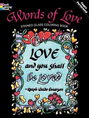Words of Love Stained Glass Coloring Book (Dover Romance Coloring Books)