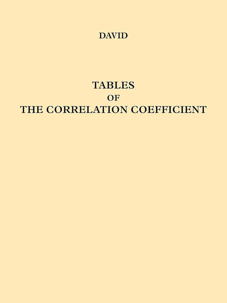 Tables of the Ordinates and Probability Integral of the Distribution of the Correlation Coefficient in Small Samples