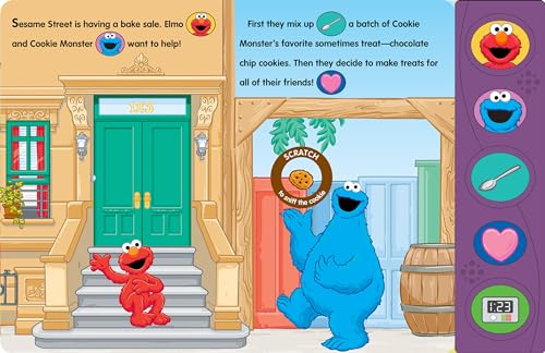 Sesame Street Elmo, Cookie Monster, and More! - Elmos Bake Sale - Scratch and Sniff Sound Book - Fun Sensory Experience - PI Kids