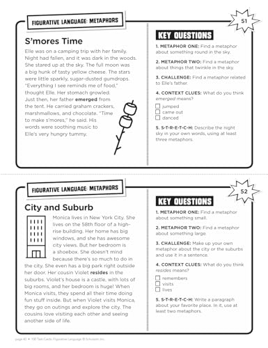 100 Task Cards: Figurative Language: Reproducible Mini-Passages With Key Questions to Boost Reading Comprehension Skills
