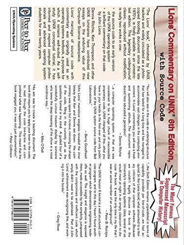 Lions' Commentary on Unix — back cover