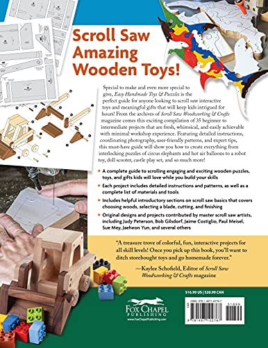 Easy Handmade Toys & Puzzles: 35 Wood Projects & Patterns (Fox Chapel Publishing) Compilation from Scroll Saw Woodworking & Crafts Magazine for Beginner to Intermediate Scrollers; Full-Size Patterns