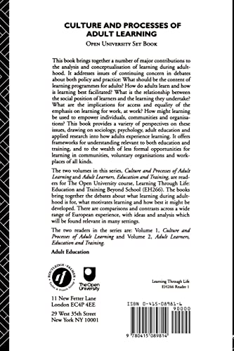 Culture and Processes of Adult Learning (Learning Through Life 1)