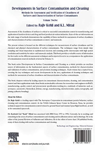Developments in Surface Contamination and Cleaning, Volume 12: Methods for Assessment and Verification of Cleanliness of Surfaces and Characterization of Surface Contaminants