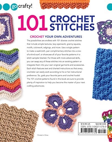 101 Crochet Stitches-Textures Lace Granny Squares Motifs Colorwork Edgings