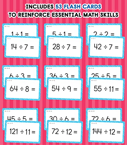 Carson Dellosa 54 Division Flash Cards, Flashcards Covering All Facts for Dividing Through 12, Math Games for Kids 8-12, 3rd Grade Mathematics and Up
