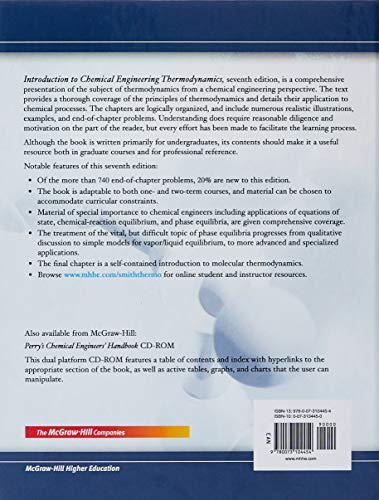 Introduction to Chemical Engineering Thermodynamics (The Mcgraw-Hill Chemical Engineering Series)