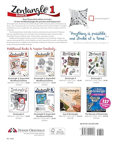 Zentangle Basics, Expanded Workbook Edition: A Creative Art Form Where All You Need is Paper, Pencil, & Pen (Design Originals) 25 Original Tangles, Practice Exercises, and Techniques for Beginners