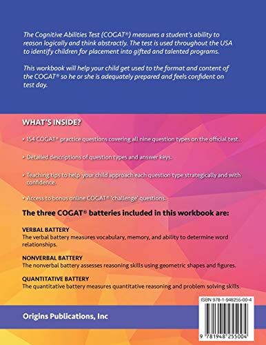 Practice Test for the CogAT Grade 2 Form 7 Level 8: Gifted a