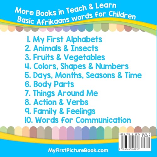 My First Afrikaans Alphabets Picture Book with English Translations: Bilingual Early Learning & Easy Teaching Afrikaans Books for Kids (Teach & Learn Basic Afrikaans words for Children)