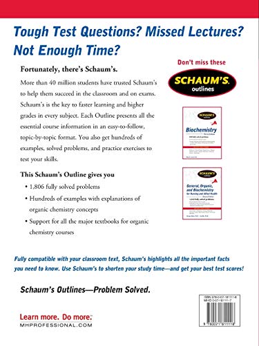 Schaum's Outline of Organic Chemistry: 1,806 Solved Problems + 24 Videos (Schaum's Outlines)