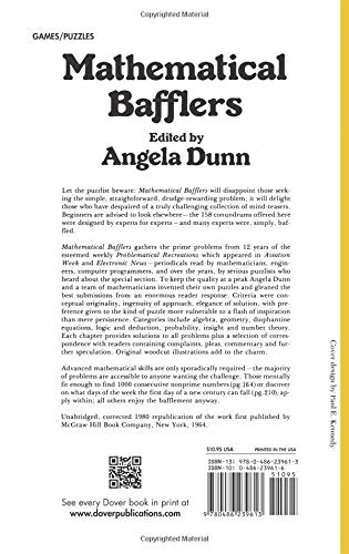 Mathematical Bafflers (Dover Recreational Math) — back cover