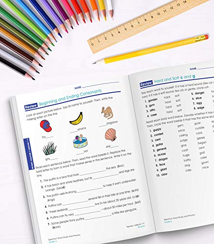 Spectrum Word Study 3rd Grade Workbook, Ages 8 to 9, Grade 3 Word Study, Phonics, Blends and Diagraphs, Vocabulary Builder, Dictionary Skills, Synonyms and Antonyms - 168 Pages