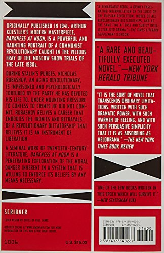 Darkness at Noon — back cover