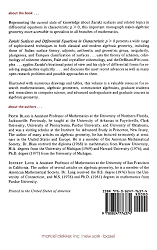 Zariski Surfaces and Differential Equations in Characteristic P < O (Chapman & Hall/CRC Pure and Applied Mathematics)