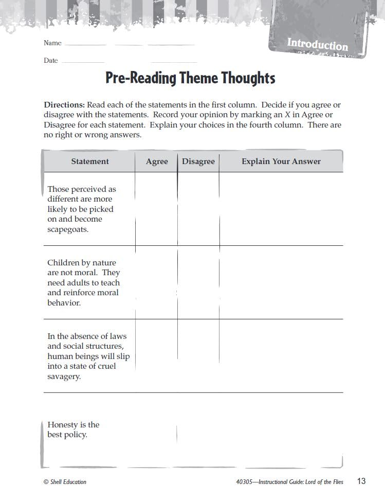 Lord of the Flies: An Instructional Guide for Literature - Novel Study Guide for 6th-12th Grade Literature with Close Reading and Writing Activities (Great Works Classroom Resource)