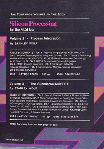 Silicon Processing for the VLSI Era, Vol. 1: Process Technology — back cover