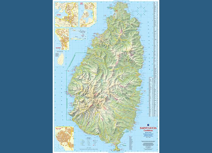 Saint Lucia Street Map With Index 1:45,000
