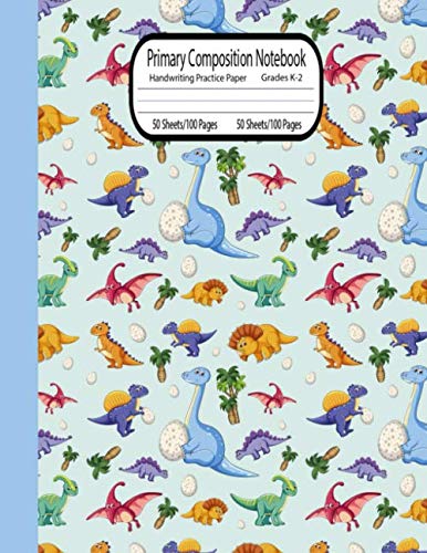 Primary Composition notebook grades k-2: Dinosaur Primary Composition Notebook with picture space  top half blank  Handwriting Practice Paper  Primary Composition Notebook for boys  100 Pages