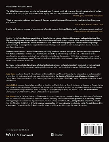Bioethics 3e: An Anthology, 3rd Edition (Blackwell Philosophy Anthologies) — back cover