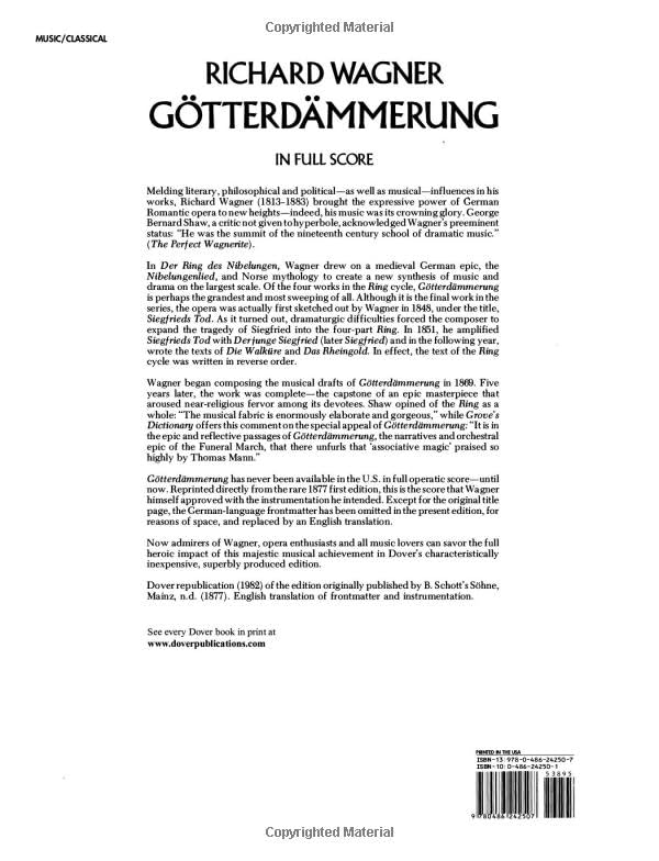 Gotterdammerung in Full Score — back cover