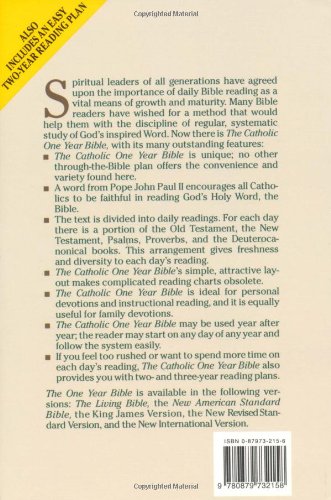 The Catholic One Year Bible by Anonymous