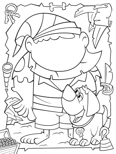 Funny Faces Coloring Sticker Book - Pirates Includes 2 Pages with Over 50 Stickers 16 Pages