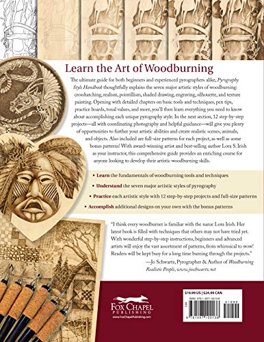 Pyrography Style Handbook: Artistic Woodburning Methods & 12 Step-by-Step Projects (Fox Chapel Publishing) Comprehensive Guide to 7 Major Styles with Full-Size Patterns and Line Art from Lora S. Irish