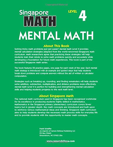 Singapore Math - Mental Math Level 4 Workbook for 5th Grade,