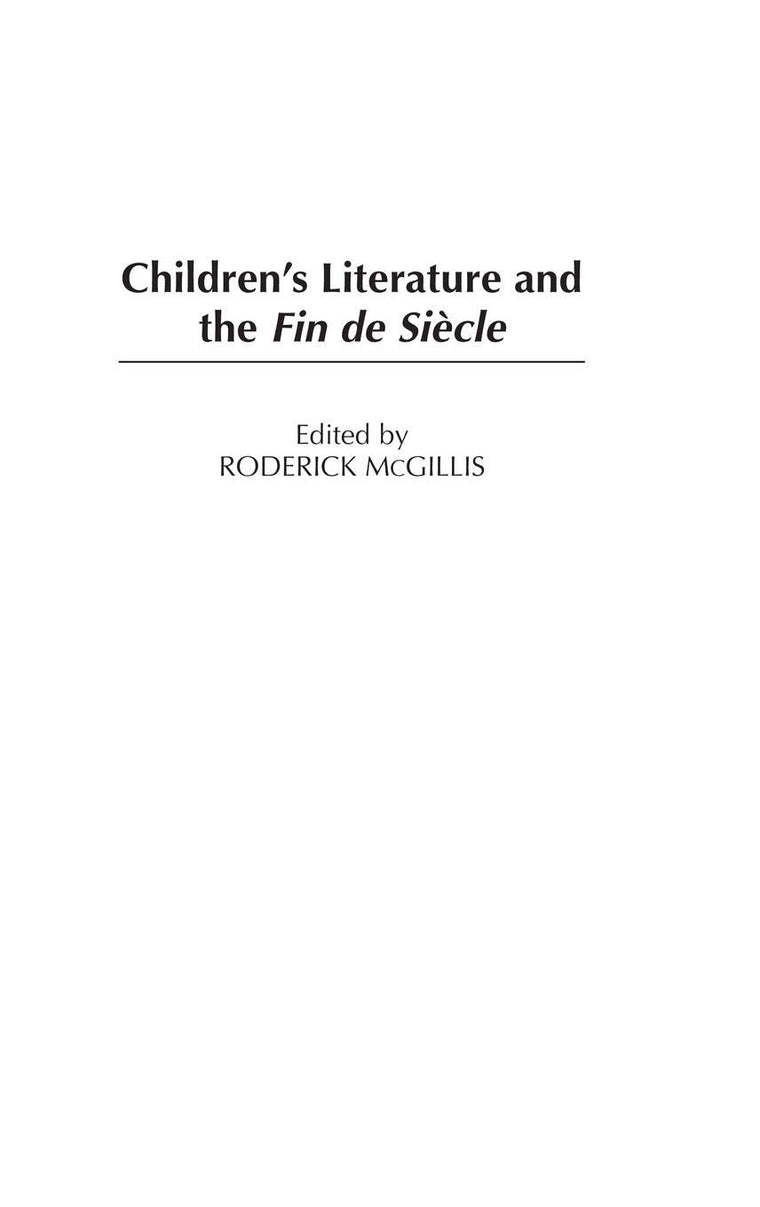 Children's Literature and the Fin de Siecle: