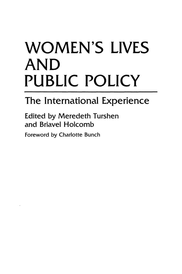 Women's Lives and Public Policy: The International Experience (Contributions in Women's Studies, 132)