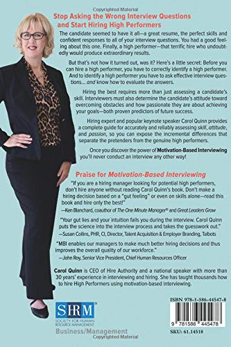 Motivation-based Interviewing: A Revolutionary Approach to Hiring the Best — back cover