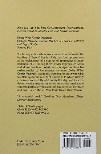 Dangerous Supplements: Resistance and Renewal in Jurisprudence (Post-Contemporary Interventions) — back cover