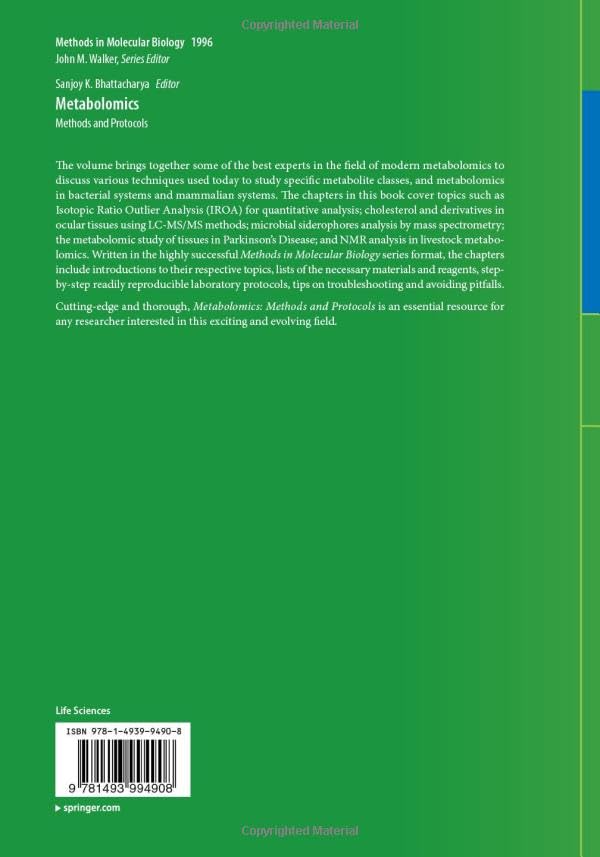 Metabolomics: Methods and Protocols (Methods in Molecular Biology, 1996)