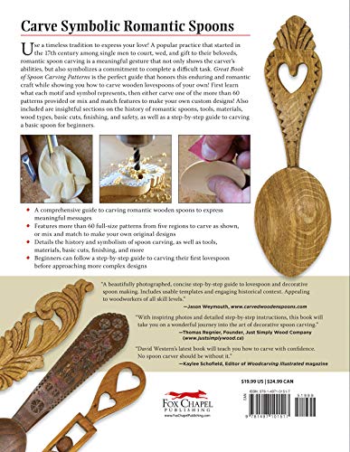 Great Book of Spoon Carving Patterns: Detailed Patterns and Photos for Decorative Spoons (Fox Chapel Publishing) Over 60 Designs for Romantic Lovespoons, Wedding Spoons, Courting Spoons, and More