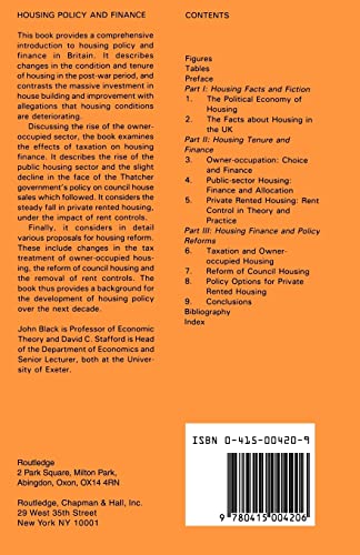 Housing Policy and Finance