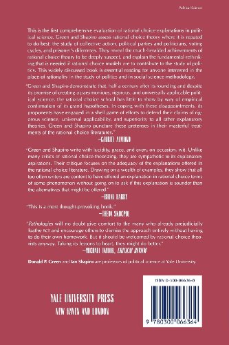 Pathologies of Rational Choice Theory: A Critique of Applications in Political Science