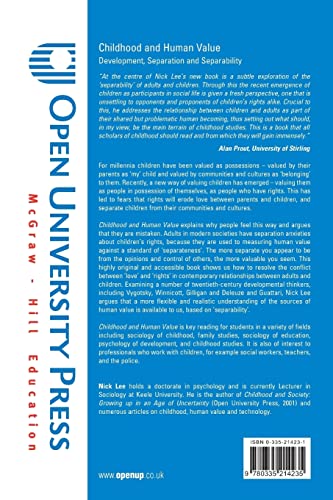 Childhood And Human Value: Development, Separation And Separability: Development, Separation and Separability
