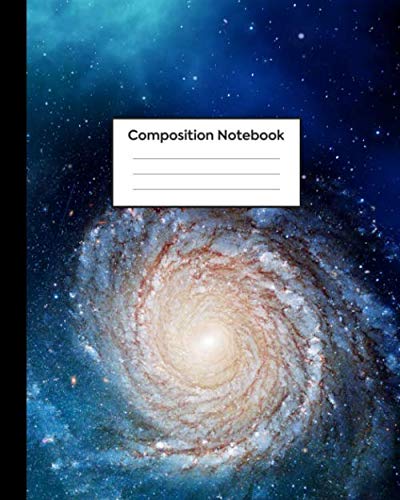 Composition Notebook: Wide Rule, Deep Space Blue Spiral Galaxy - Journal for Girls and Boys, Kids, School, Students and Teachers - 8 x 10, 100 Wide Ruled Pages