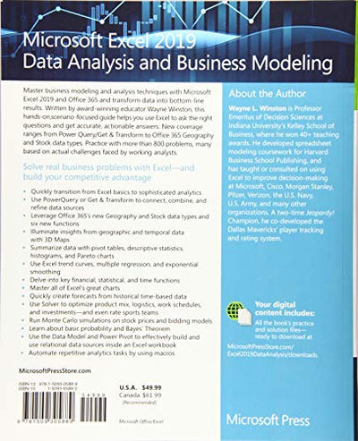 Microsoft Excel 2019 Data Analysis and Business Modeling (Business Skills)