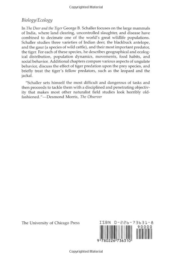 The Deer and the Tiger: Study of Wild Life in India (Midway Reprint)