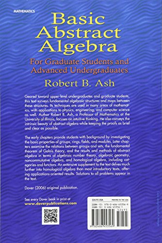 Basic Abstract Algebra: For Graduate Students and Advanced Undergraduates (Dover Books on Mathematics) — back cover