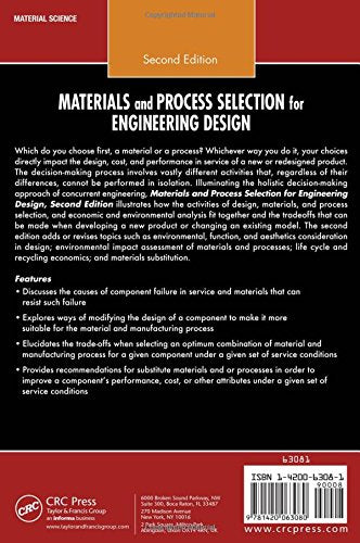 Materials and Process Selection for Engineering Design, Second Edition — back cover