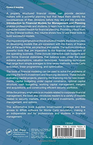 Introduction to Financial Models for Management and Planning (Chapman & Hall/Crc Financial Series)
