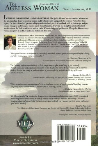 The Ageless Woman: Natural Health And Beauty After Forty With Maharishi Ayurveda — back cover
