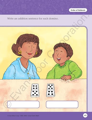 Evan-Moor Smart Start Math, Grade 1 Workbook, Stickers, Audio Read Alouds, Stories and Activities, Learn Numbers, Counting, Measurment, Addition, ... (Smart Start: Math Stories and Activities)