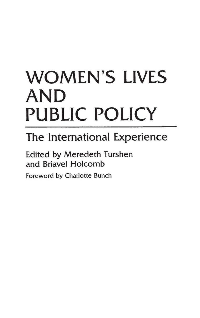 Women's Lives and Public Policy: The International Experience (Contributions in Women's Studies)