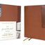 NIV, Journal the Word Bible (Perfect for Note-Taking), Large Print, Leathersoft, Brown, Red Letter, Comfort Print: Reflect, Take Notes, or Create Art Next to Your Favorite Verses