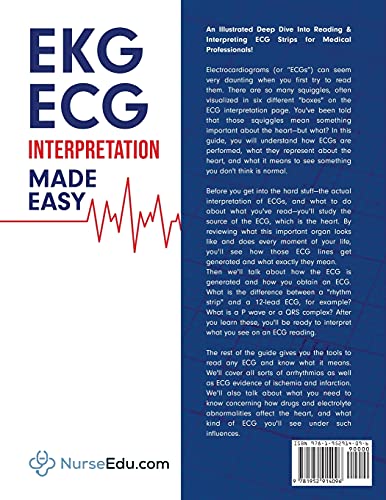 EKG  ECG Interpretation Made Easy: An Illustrated Study Guide For Students To Easily Learn How To Read & Interpret ECG Strips