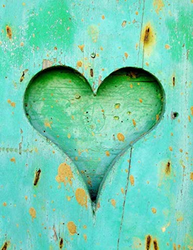 Huge Notebook  400 Lined Pages, Teal Heart Theme: 8.5 x 11 in, with Table of Contents and Page Numbers, Golding?s Large Journal Series